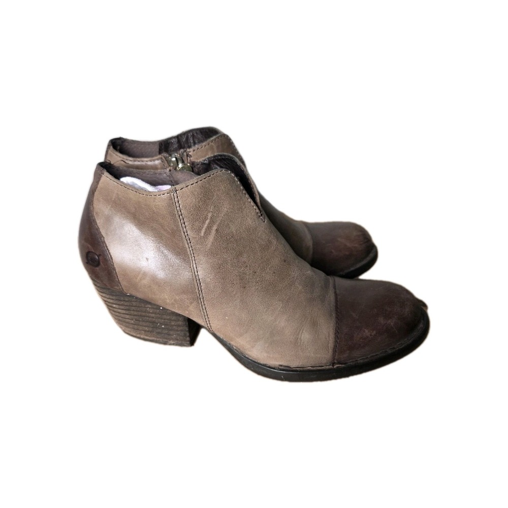 Born Size 9 M Brown Leather 2 Tone Zip Ankle Retro Boots Bootie Brogue Victorian - Picture 4 of 11